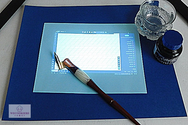 If you are a calligrapher and hate the time-consuming task of drawing and erasing lines, this projector is a game-changer. This image was taken in the day without a light on. This image, taken in the day with no lights on, shows the brightness of the PICO +. It also shows how I use it to keep the right slant with various fonts.