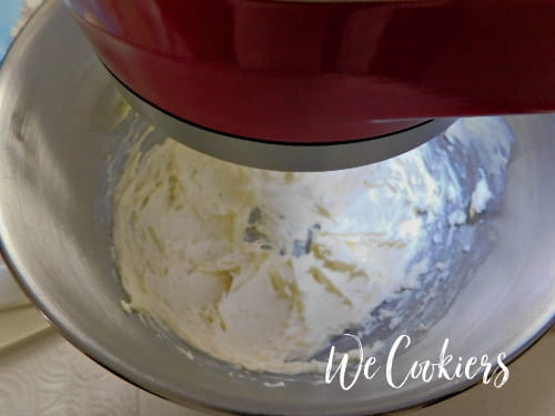 Step 3. Creaming together butter and cream cheese.
