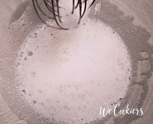 Photo showing how meringue powder should look after whisking in water Step 6. This is how the meringue powder should look after whisking