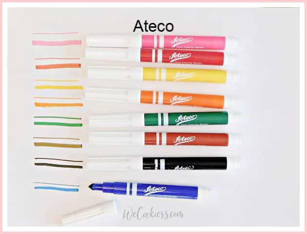 Ateco edible food pens. See my reviews on 7 brands on WeCookiers.com Image of Ateco markers