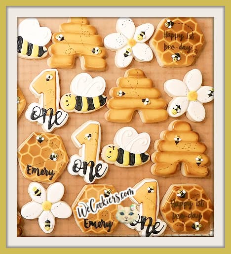 Bee themed decorating using sugar cookie glaze recipe