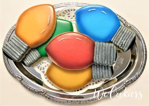Photo of decorated Christmas bulb cookies Decorated Christmas bulb cookies. Found on home page at WeCookiers.