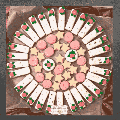 These mini cookie sticks were simply placed in a circle with homemade butter mints inside. Mini cookie sticks make a cookie platter