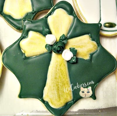 Another cross made from a plastic suncatcher at Walmart. Just press in the cut out cookie dough and you have a ready-made template! Cross made from a plastic suncatcher template at Walmart.