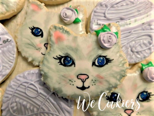 Kitty cookies using the watercolor technique for decorating sugar cookies Kitty cookies using watercolor technique, image