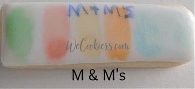 Results of using M&Ms for a palette. Look at all the other method results, and a video! Image showing the result of using M&Ms for a cookie paint palette
