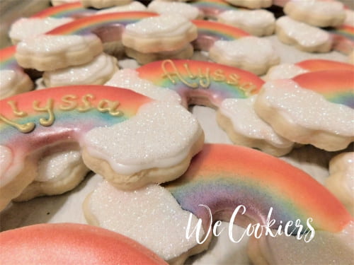 Rainbow sugar cookies, airbrushed Airbrushed rainbow cookies