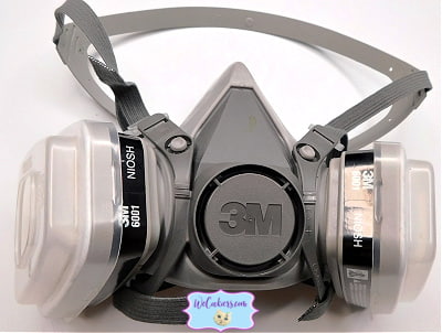 I use the 3M 6001 respirator while airbrushing sugar cookies. It has interchangeable filters for clean breathing. Image of the 3M 6001 respirator I use for airbrushing my sugar cookies.