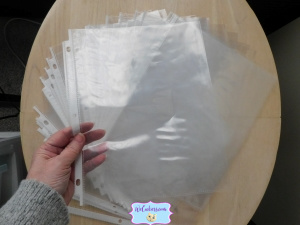 These clear page protectors make an excellent method to pipe royal icing on for shapes. Slip the template between, dry, and place on sugar cookies! Clear page protectors used for royal icing transfer sheets
