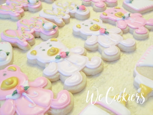 Thick, soft durable decorated sugar cookies are made from the recipe on this page. Image of completed sugar cookies from the best sugar cookie recipe.