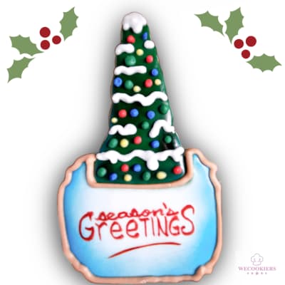 Christmas tree greeting cookie, also a cookie flip
