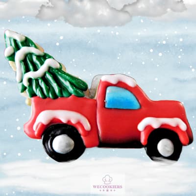 Christmas cookie decorating ideas, truck with tree