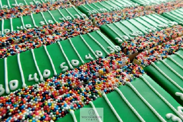 Decorated football field cookies.