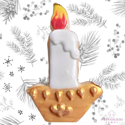 Christmas cookie decorating ideas. A finished candlestick cookie