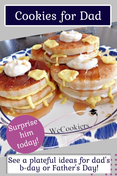 Father's Day pancake look-alike cookies that portray real hotcakes with drippy butter.