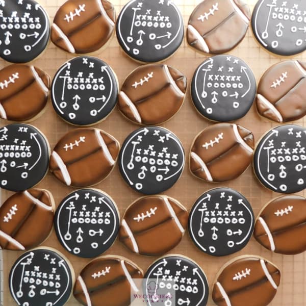 Football-themed cookies with play cookie