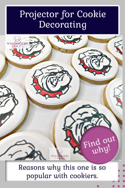 Pinterest pin of a high school mascot bulldog. These were using the PICO projector with food color markers.