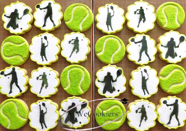 Father's Day cookie ideas for the tennis dad, airbrushed with stencils