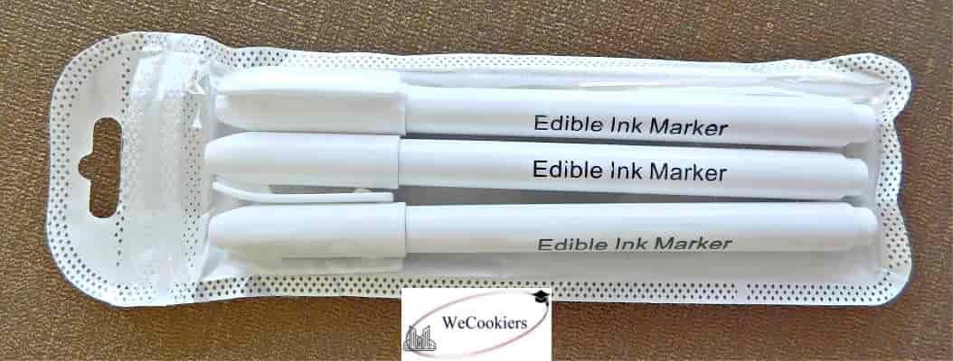 Photo showing the white edible markers I buy and used for the stars on my 4th of July cookies. They come in a zip-sealing bag of 3.